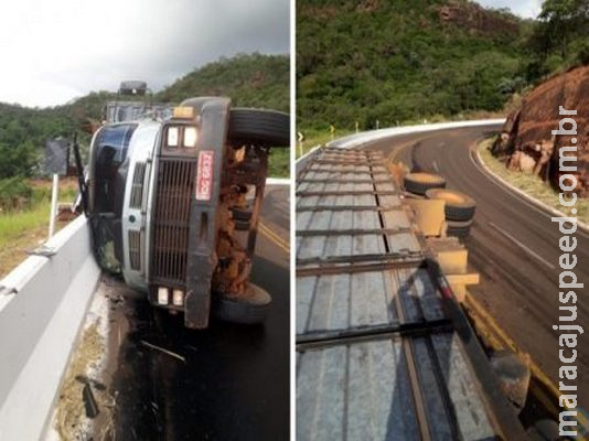 Vítimas filmam o próprio acidente antes de caminhão tombar na BR-163 