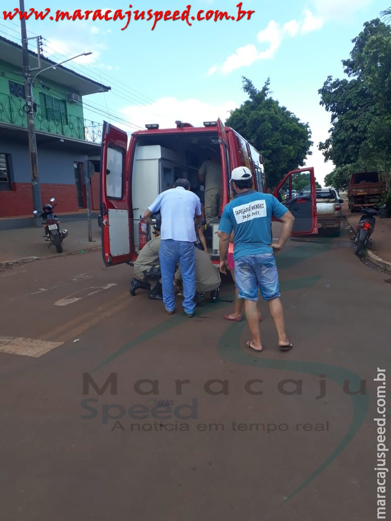 Maracaju: Acidente no fim da tarde deixa motociclista com dois cortes contusos na perna esquerda