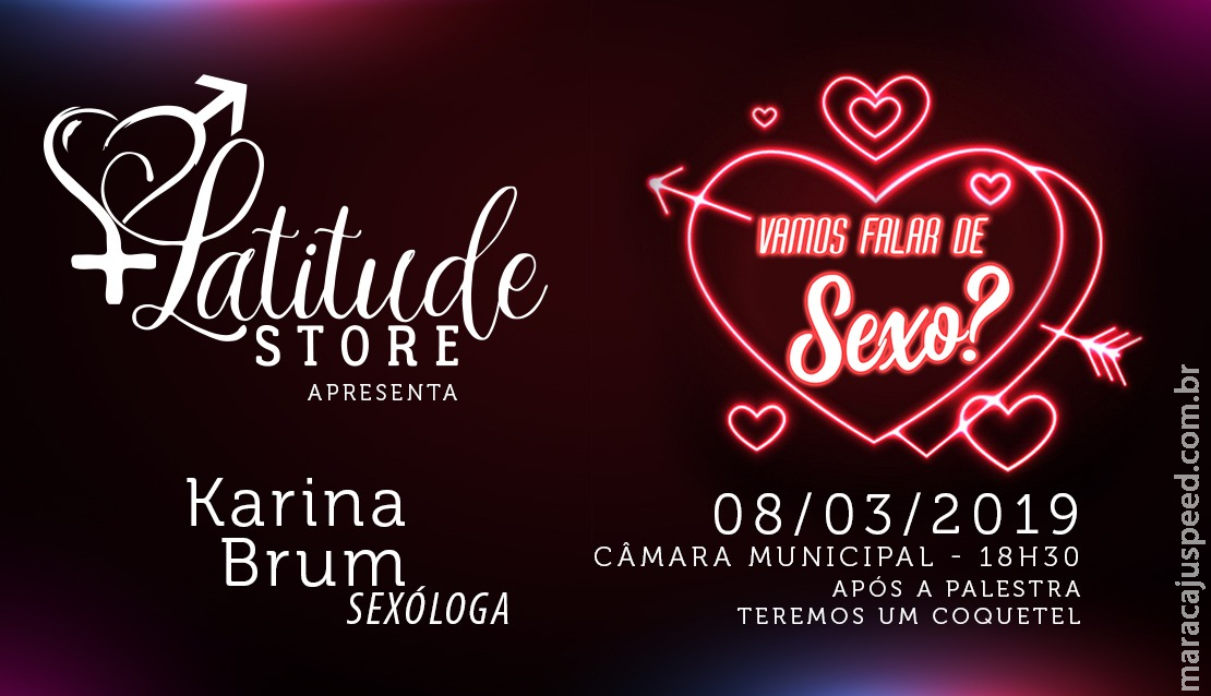 Maracaju Speed em parceria com a Latitude Store Sex Shop, sorteará um ingresso com direito a acompanhante para a palestra “Vamos falar de sexo?”. Para participar é super fácil.
