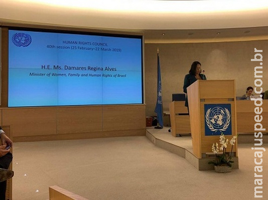Na ONU, Damares pede esforço conjunto contra violações na Venezuela Na ONU, Damares pede esforço conjunto contra violações na Venezuela