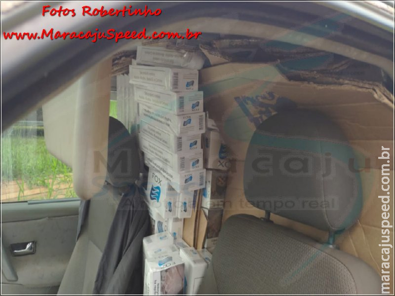 Maracaju: Polícia Militar apreende veículo carregado com mais de 30 caixas de cigarros contrabandeados