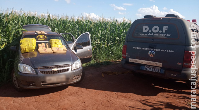 Condutor abandona veículo furtado com meia tonelada de droga ao visualizar bloqueio do DOF para fiscalização na região de Dourados