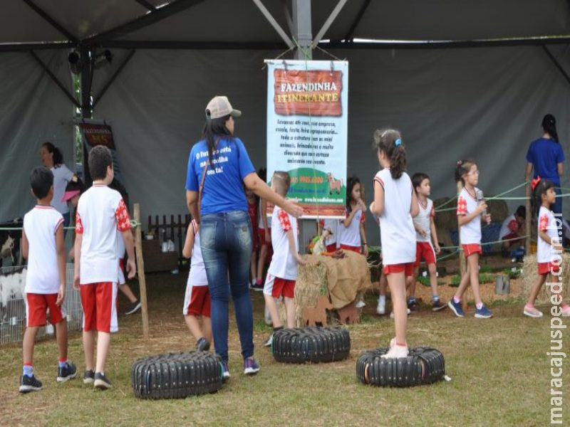 Crianças recebem orientação educativa durante visitação à Expogrande 