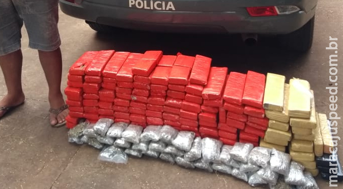 Durante policiamento na região de Tacuru DOF prendem homem com quase 100 quilos de entorpecentes