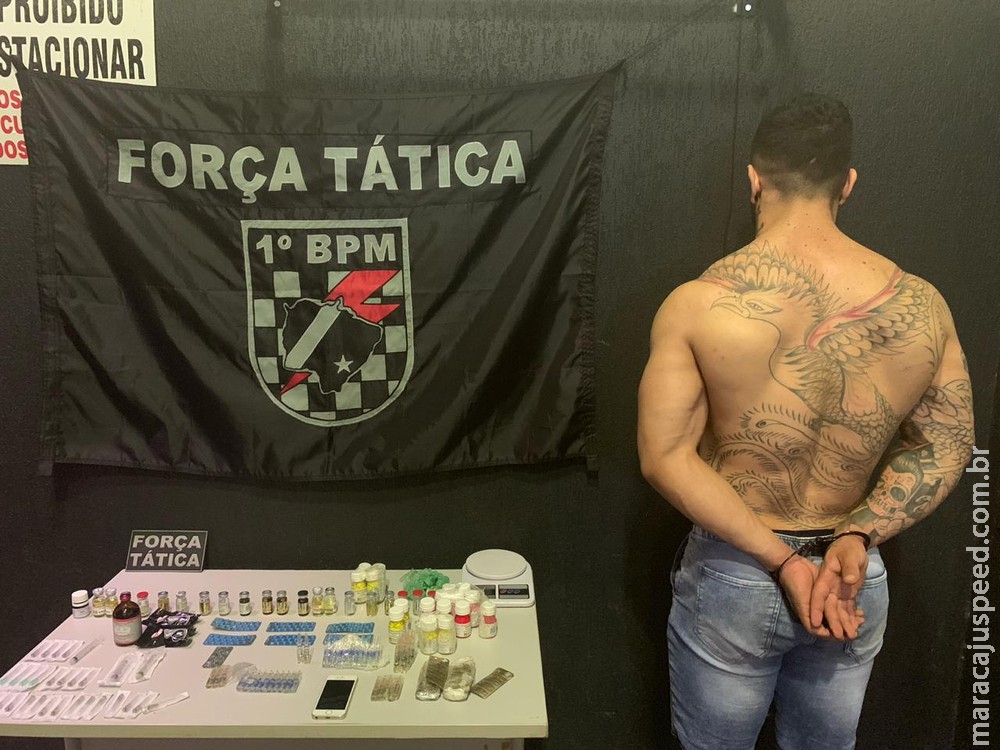 Fisiculturista é preso com seringas, anabolizantes, remédio e conta que era para venda e uso próprio