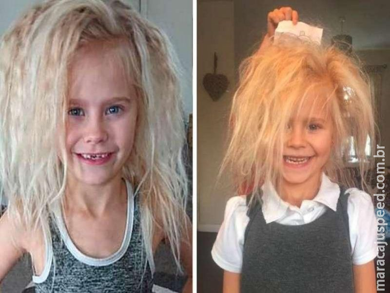 Menina de 7 anos tem cabelo Menina de 7 anos tem cabelo