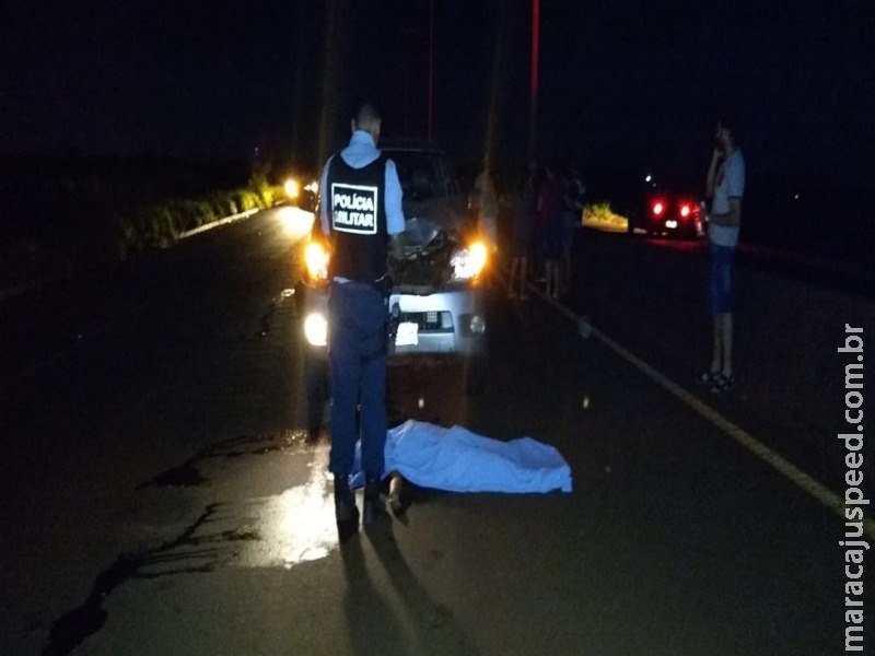Mulher morre atropelada por caminhonete na MS-156 Mulher morre atropelada por caminhonete na MS-156
