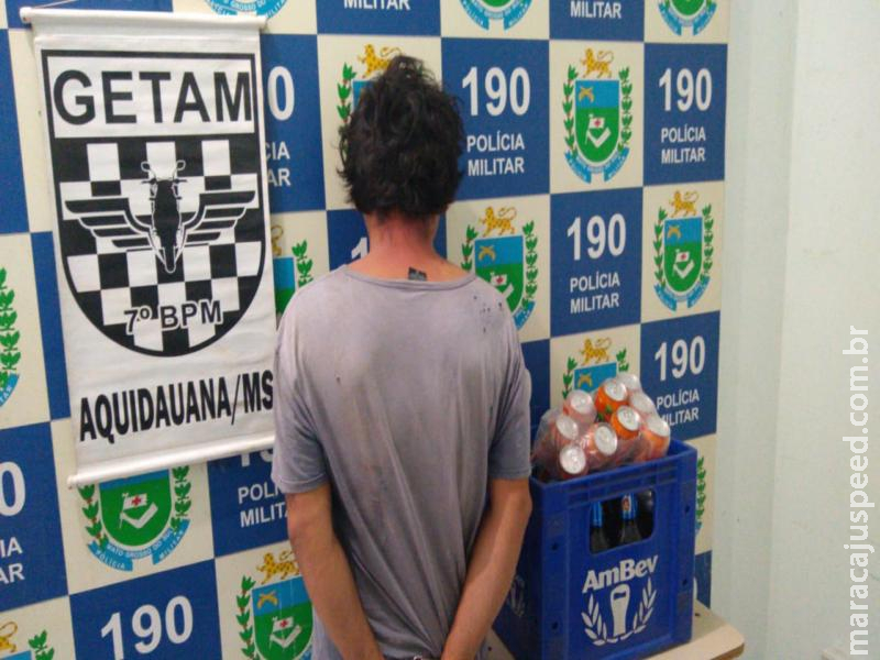 Homem é preso em Aquidauana após furtar engradados de cerveja e refrigerante