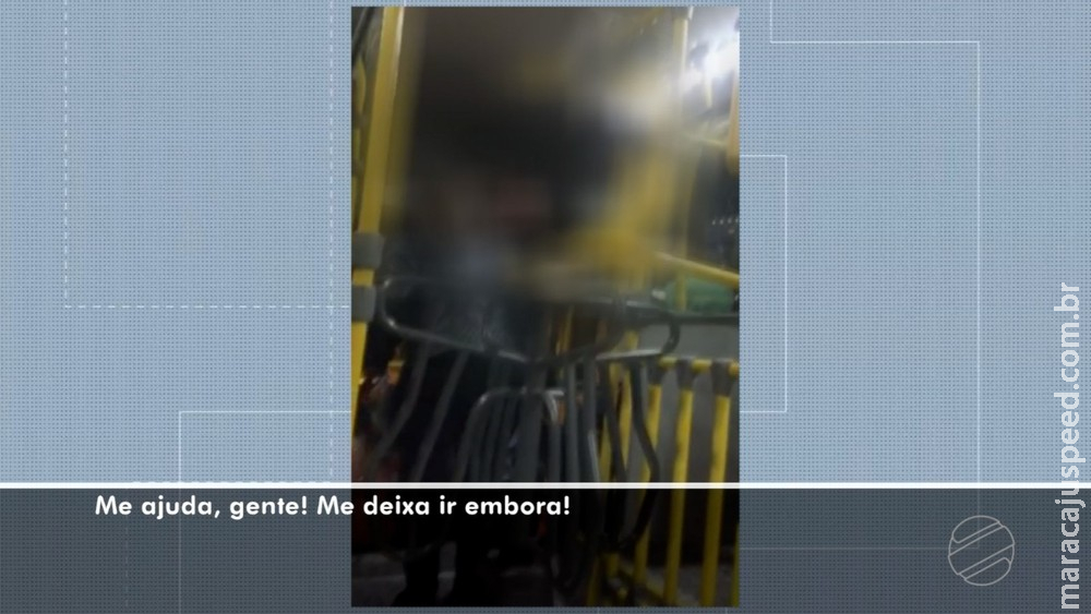 Mulher com medida protetiva é tirada a força de ônibus por homem em MS: Mulher com medida protetiva é tirada a força de ônibus por homem em MS: