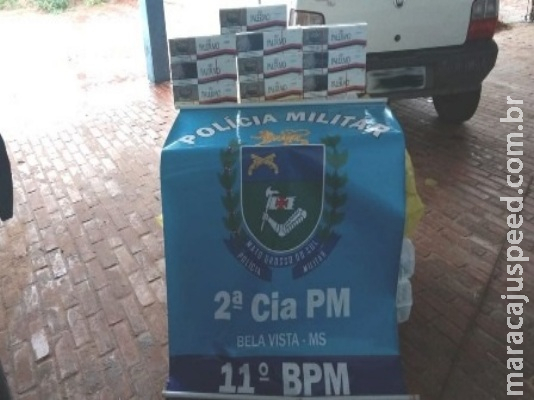PM apreende 250 pacotes de cigarros contrabandeados em veículo de Bonito