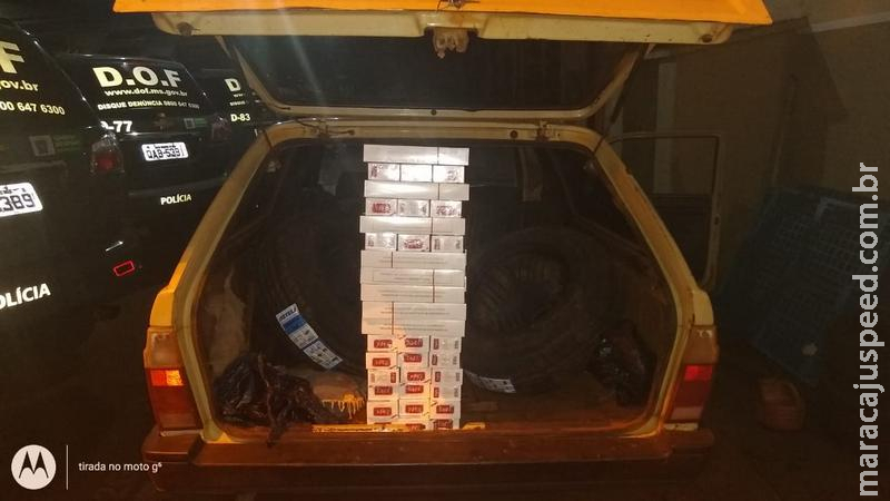 Veículo carregado com pneus e cigarros contrabandeados do Paraguai foi apreendido pelo DOF na região de Laguna Carapã