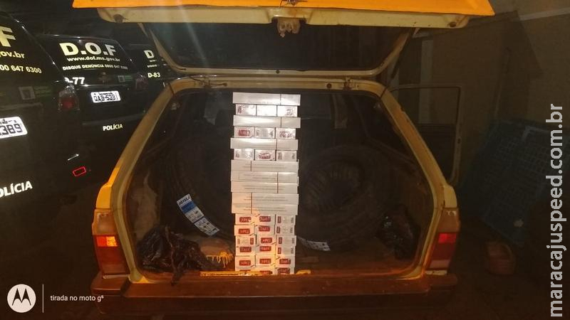 Veículo carregado com pneus e cigarros contrabandeados do Paraguai foi apreendido pelo DOF na região de Laguna Carapã Veículo carregado com pneus e cigarros contrabandeados do Paraguai foi apreendido pelo DOF na região de Laguna Carapã