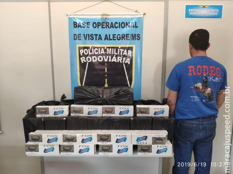 Maracaju: Polícia Militar Rodoviária apreende contrabando de cigarro do Paraguai na MS-164