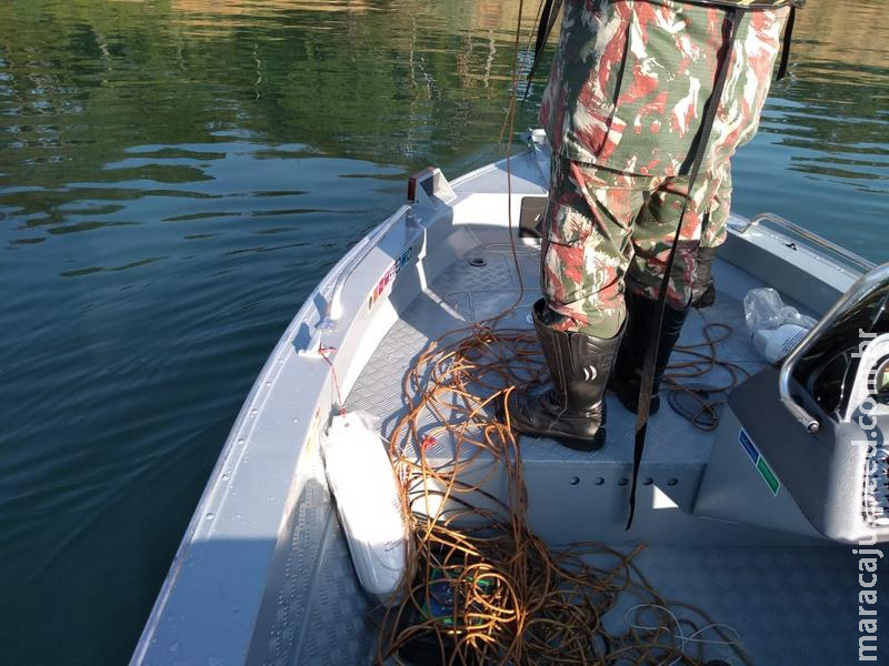 PMA apreende 500 metros de redes de pesca, 5 kg e liberta 20 kg de peixes dos petrechos ilegais