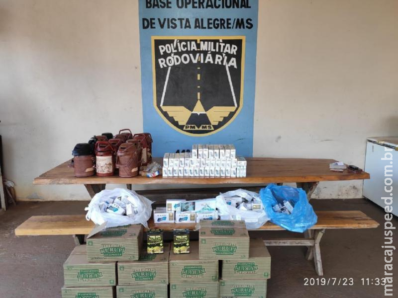Maracaju: PMRv apreende contrabando de cigarro e mercadorias diversas na MS-164