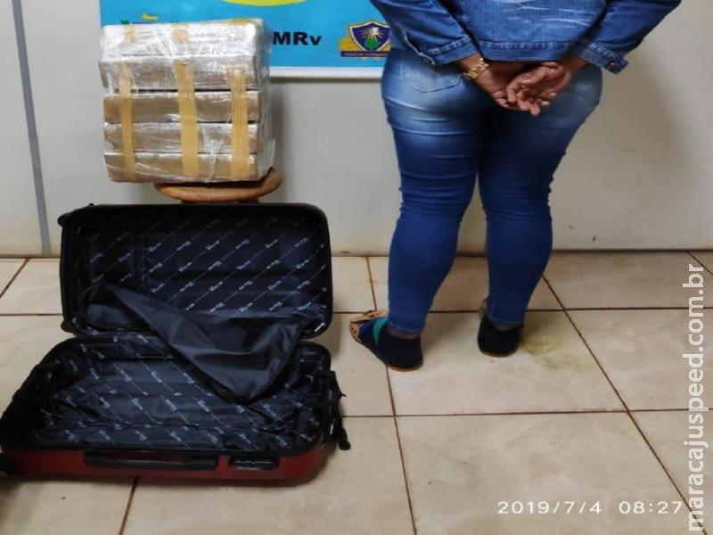 Maracaju: PMRv prende mulher com 19 kg de maconha que levaria para o estado de Mato Grosso