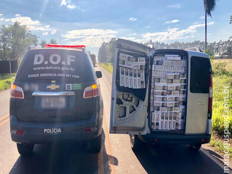 Veículo carregado com mais de dois mil pacotes de cigarros foi apreendido pelo DOF