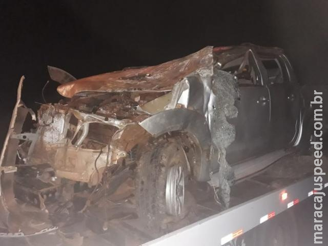 Babá morre após carro atropelar anta e capotar na MS-040 Babá morre após carro atropelar anta e capotar na MS-040