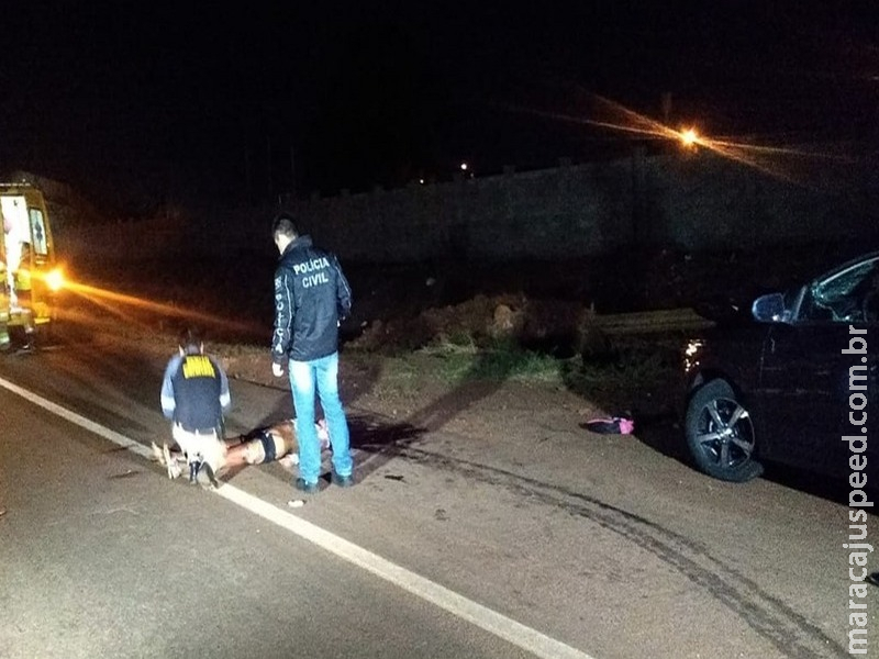 Mulher morre atropelada na BR-163 em Dourados Mulher morre atropelada na BR-163 em Dourados