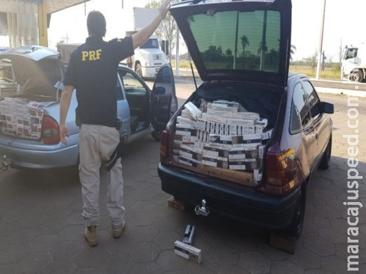 PRF apreende 25 mil maços de cigarros em Bataguassu PRF apreende 25 mil maços de cigarros em Bataguassu