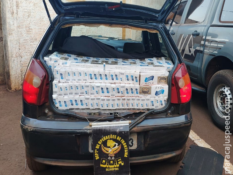 Veículo guinchado com quase 500 pacotes de cigarros contrabandeados do Paraguai foi apreendido pelo DOF Veículo guinchado com quase 500 pacotes de cigarros contrabandeados do Paraguai foi apreendido pelo DOF