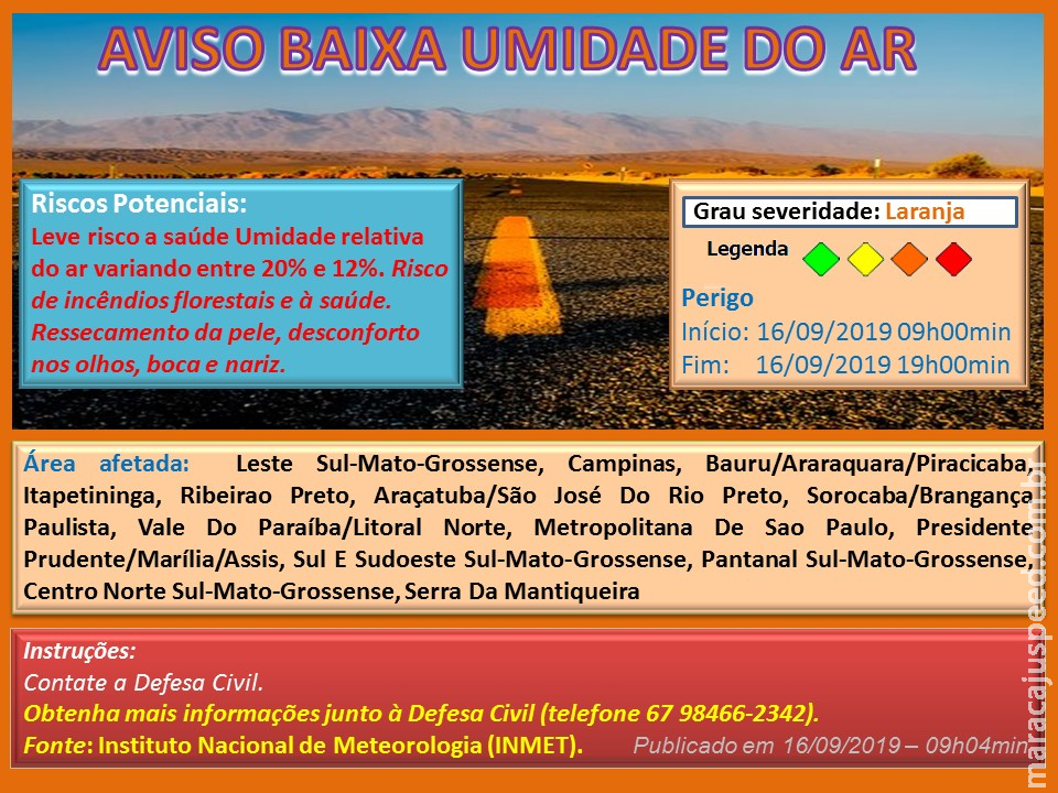 Aviso de Baixa Umidade no Ar