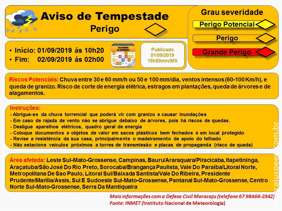 Maracaju: Aviso de Tempestade 