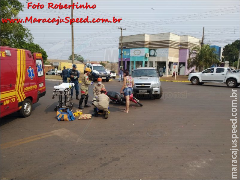 Maracaju: Colisão entre caminhonete e motocicleta na Av. Marechal Deodoro