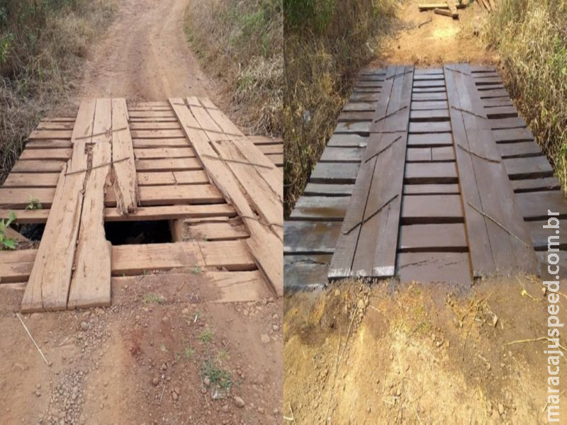 Prefeitura de Maracaju recupera ponte na região do Assentamento Valinhos