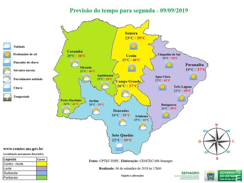 Segunda semana de setembro começa com tempo firme no Estado