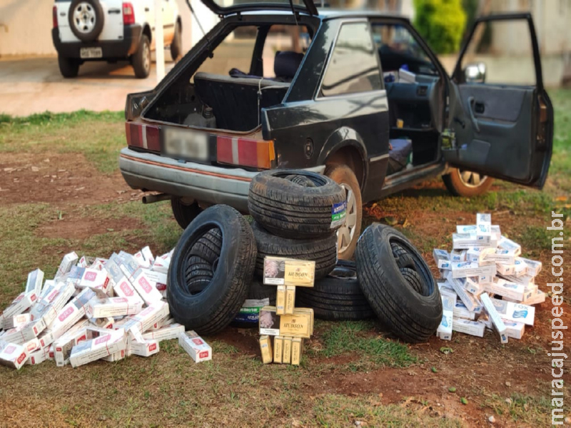 Veículo com cigarros e pneus contrabandeados do Paraguai foi apreendido pelo DOF na região de Maracaju Veículo com cigarros e pneus contrabandeados do Paraguai foi apreendido pelo DOF na região de Maracaju
