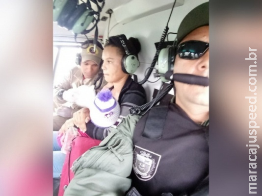 Helicóptero é usado em resgate de bebê atingido por chave de roda no Pantanal