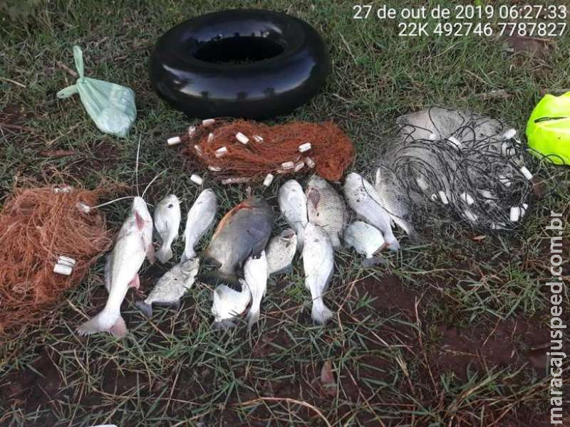 Homem é preso pescando com 210 metros de redes e petrechos ilegais Homem é preso pescando com 210 metros de redes e petrechos ilegais