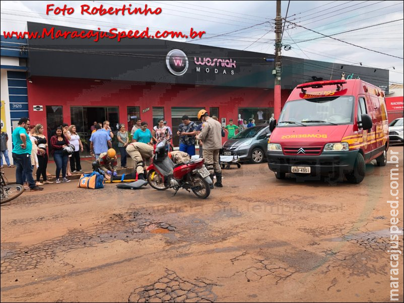 Maracaju: Gestante do sétimo mês que conduzia motocicleta, se envolve em acidente de colisão com veículo