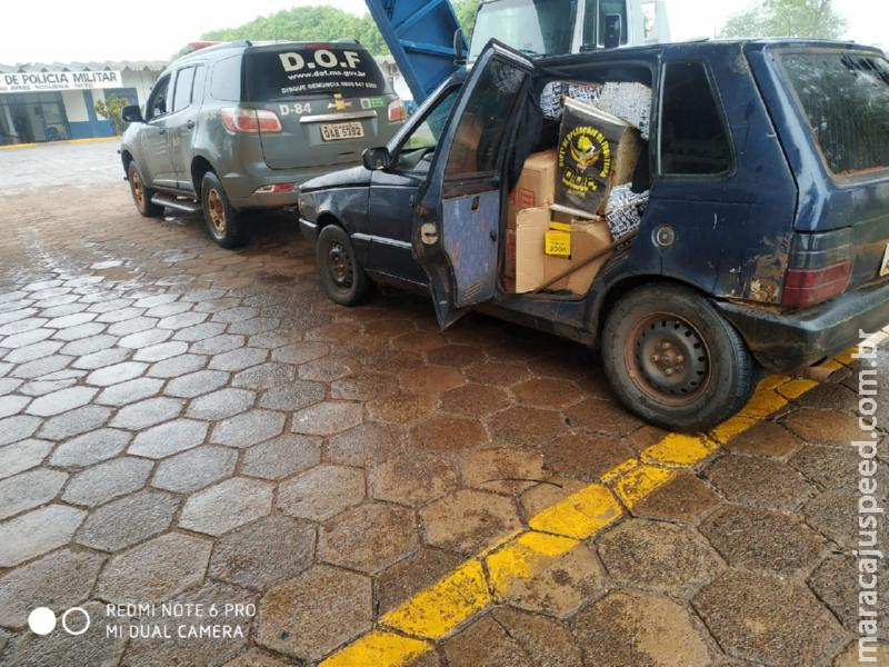 Veículo carregado com caixas de essência para narguilé contrabandeadas do Paraguai foi apreendido pelo DOF na região de Maracaju