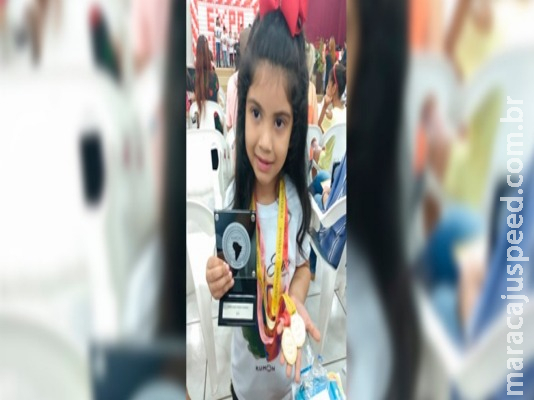 Aos 4 anos, menina de Aquidauana é ouro em ranking nacional de ensino avançado