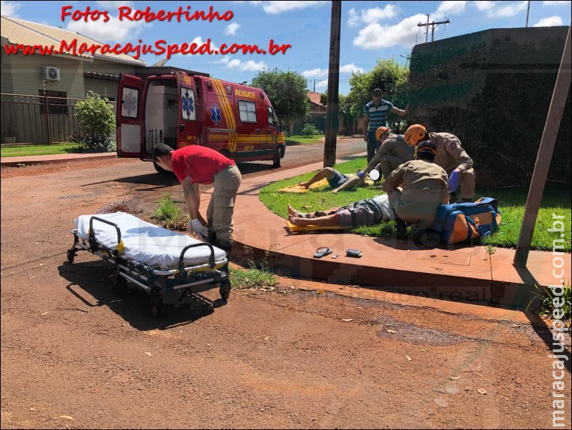 Maracaju: Bombeiros atendem ocorrência de acidente de colisão entre caminhonete F-250 e motocicleta POP 100. Duas vítimas foram encaminhadas ao Pronto Socorro Maracaju: Bombeiros atendem ocorrência de acidente de colisão entre caminhonete F-250 e motocicleta POP 100. Duas vítimas foram encaminhadas ao Pronto Socorro