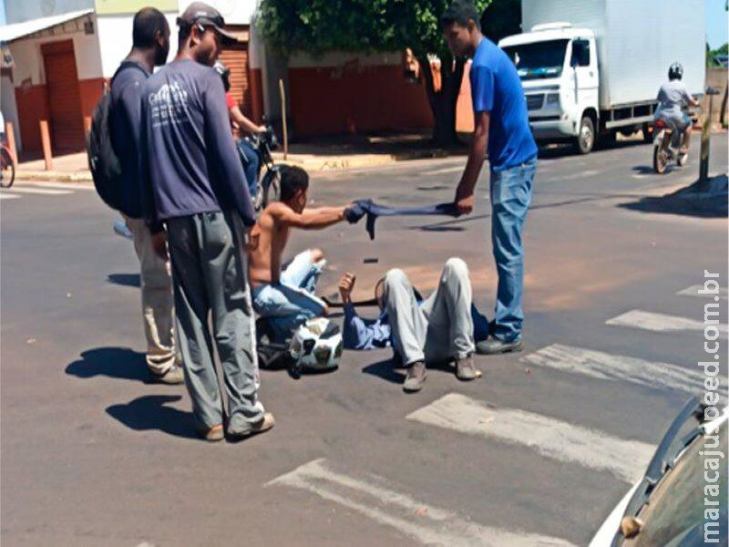 Acidente deixa motociclista ferido e condutor do veículo foge em Aquidauana