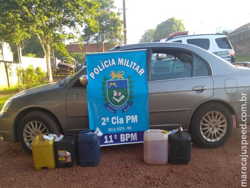 Carro de Bodoquena transportava irregularmente 100 litros de combustível Carro de Bodoquena transportava irregularmente 100 litros de combustível