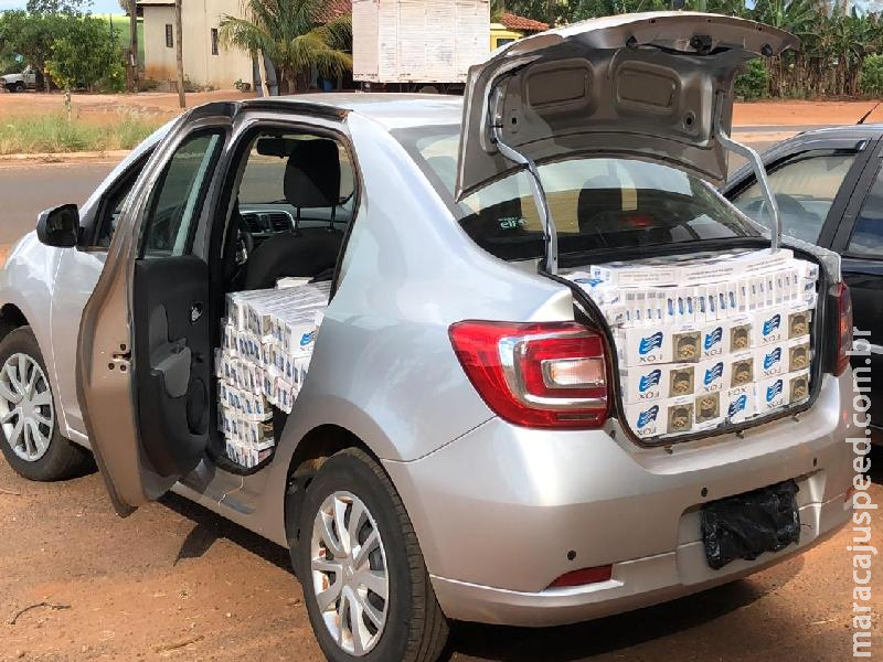 Maracaju: Veículo Logan que seguia para Campo Grande com mil pacotes de cigarros foi apreendido pelo DOF Durante a Operação Hórus Maracaju: Veículo Logan que seguia para Campo Grande com mil pacotes de cigarros foi apreendido pelo DOF Durante a Operação Hórus