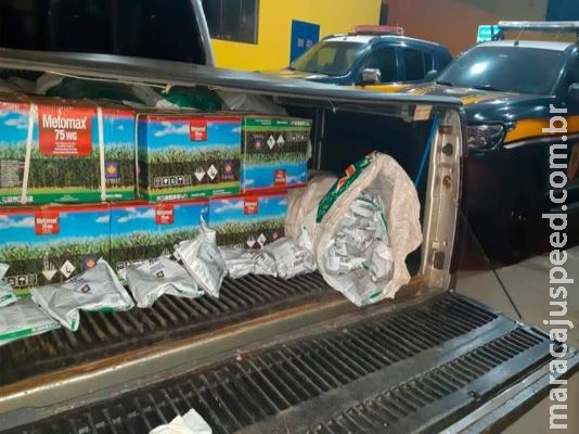 Contrabandista tenta fugir de agentes da PRF com 460kg de agrotóxico Contrabandista tenta fugir de agentes da PRF com 460kg de agrotóxico
