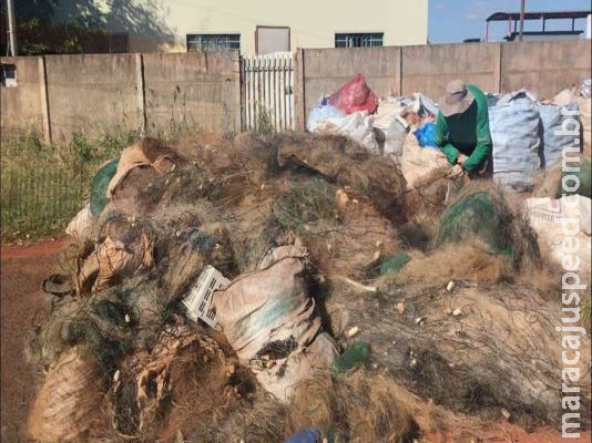 Mais de 600 kg de redes e tarrafas apreendidas são encaminhadas para reciclagem