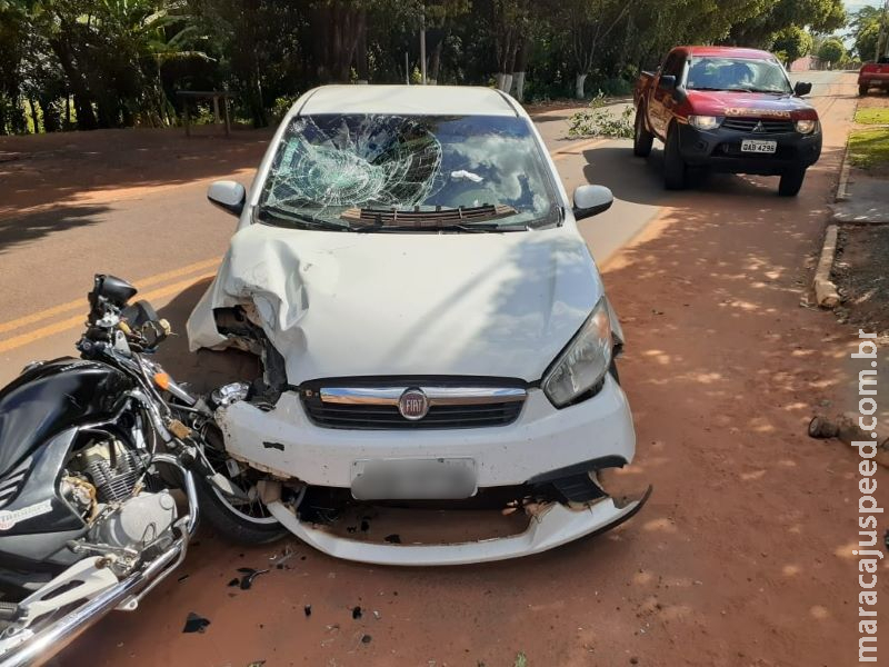 Motociclista fica ferido após acidente com carro em Aquidauana