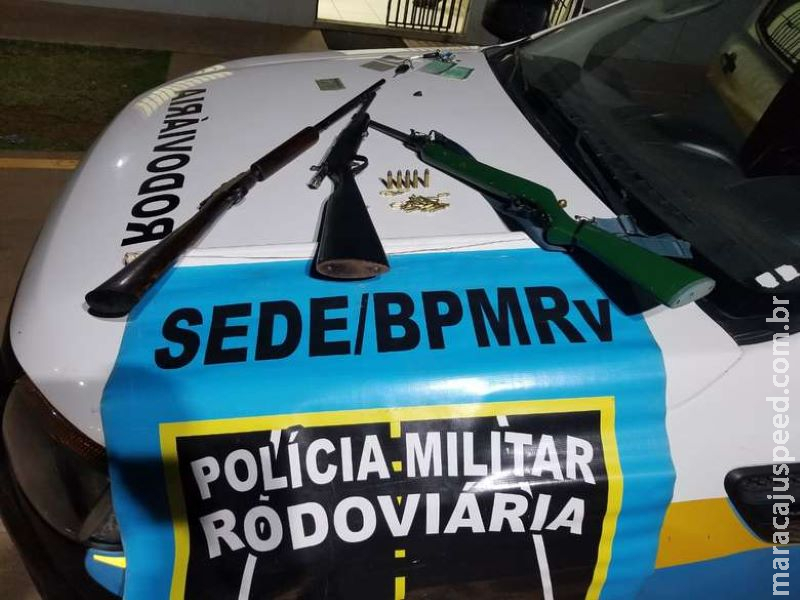 Três homens são presos com espingardas na MS-040 Três homens são presos com espingardas na MS-040