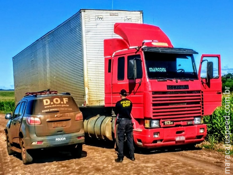 Maracaju: Carreta tomada em assalto em Goiás foi recuperada pelo DOF, após autor disparar contra policiais