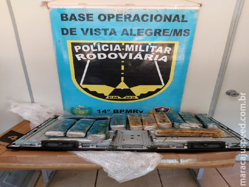 Maracaju: Mineiro é flagrado com 13 tabletes de maconha escondidos em TV que levaria para a capital de MG Maracaju: Mineiro é flagrado com 13 tabletes de maconha escondidos em TV que levaria para a capital de MG