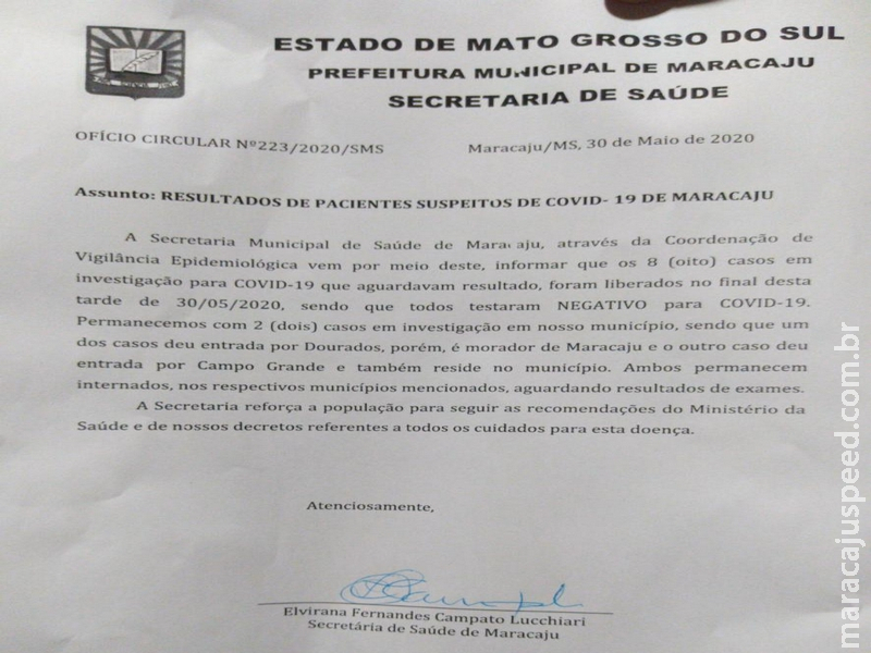 Maracaju: Oito casos suspeitos do Covid-19 em Maracaju deram NEGATIVO