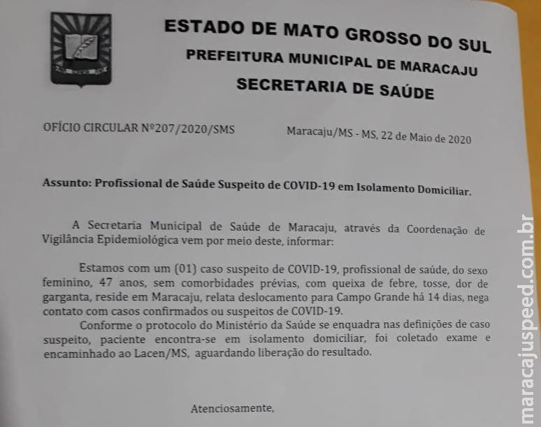 Nota Oficial: Maracaju registra novo Caso Suspeito de COVID-19 - (22/05)