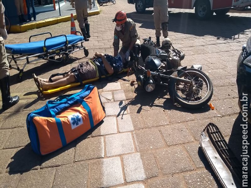 Motociclista fica ferido após colisão com carro no centro de Aquidauana Motociclista fica ferido após colisão com carro no centro de Aquidauana