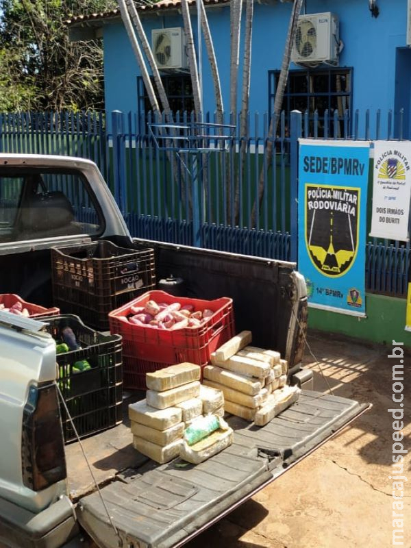 PM de Dois Irmãos do Buriti prende traficante com 24 Kg de maconha e cocaína PM de Dois Irmãos do Buriti prende traficante com 24 Kg de maconha e cocaína
